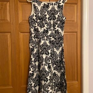 Damask print TEA LENGTH DRESS